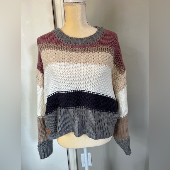 Simply Southern Sweaters - Simply Southern Woman’s Tight Knit Multi Color Block Cozy Sweater Size 2XL